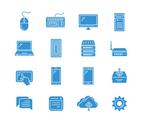 Network and mobile devices. Connections. Vector icons.