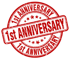 1st anniversary red grunge stamp