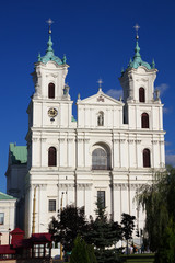 Fototapeta na wymiar Old Catholic church in the Baroque style in Grodno, Belarus.