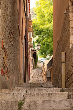 Fototapeta A characteristic narrow alley of Taormina. Sicily. Italy