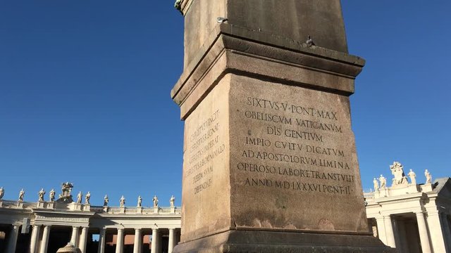The Vatican Obelisk, St. Peter's Square, Rome, Italy, 4K
