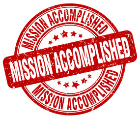 mission accomplished red grunge round vintage rubber stamp