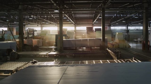 Panorama of Warehouse with Finished Foam Rubber Production