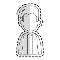 faceless man with youthful haircut cartoon icon image vector illustration design  sticker