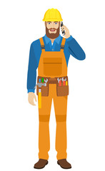 Worker talking on the mobile phone