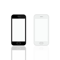 Realistic smartphones mockup. Vector smartphones isolated on white background.