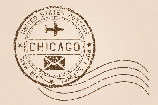 Chicago mail stamp. Old faded retro styled impress