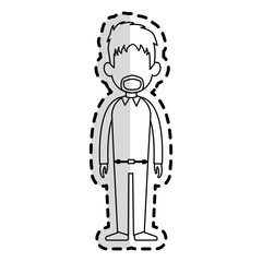 faceless man with scruffy hair and beard cartoon icon image vector illustration design  sticker