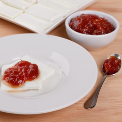 Brazilian dessert Romeo and Juliet, goiabada jam of guava and cheese