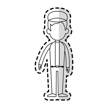 faceless man with baseball cap cartoon icon image vector illustration design  sticker