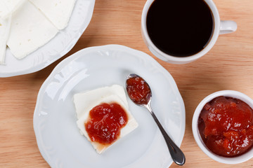 Brazilian dessert Romeo and Juliet, goiabada jam of guava and cheese