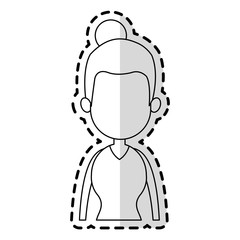 faceless woman with hair up  cartoon icon image vector illustration design  sticker