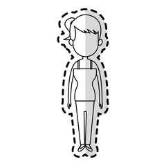 faceless woman with ponytail cartoon icon image vector illustration design  sticker