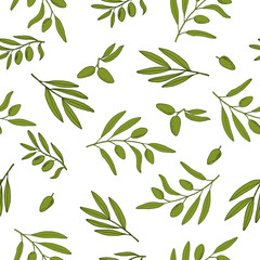 Seamless pattern with olive branches. 