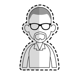 faceless man with glasses and beard cartoon icon image vector illustration design  sticker