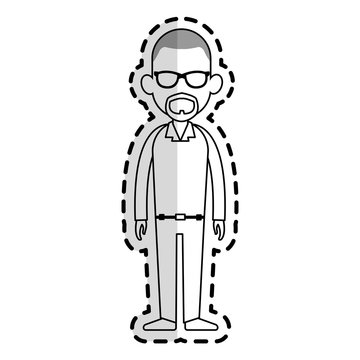 faceless man with glasses and beard cartoon icon image vector illustration design  sticker
