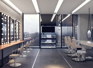 Modern interior design of salon 3D Render
