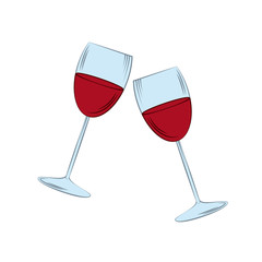 wineglasses icon over white background. colorful design. vector illustration