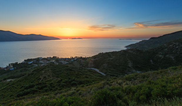 Adriatic sea sunset view (Albania).