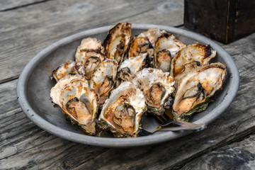 Oysters grilled and barbecued