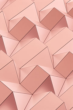 Architectural geometry in a trendy color is pink gold.