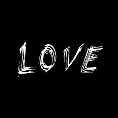 Love. Ink hand drawn lettering. Modern dry brush typography. Grunge vector illustration.