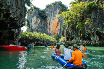 Hiking kayaking the caves of Phang nga Bay, Phuket