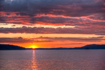 Sunset over lake