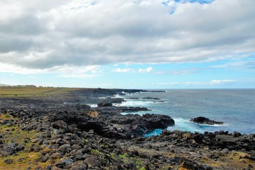Fototapeta na wymiar Impressions of the rocky coasts around Easter Island, Rapa Nui, Chile, South America