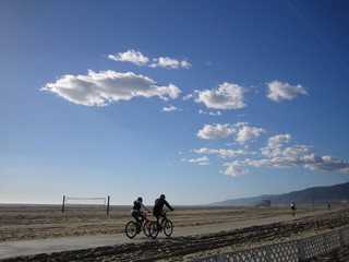 Bicycling at Santa Monica beach