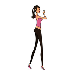 attractive young woman holding flower icon image vector illustration design 