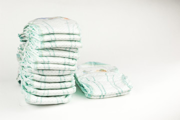 stockpile of diapers isolated