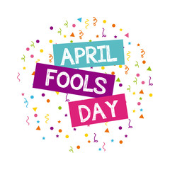 april fools day card over white background. colorful design. vector illustration