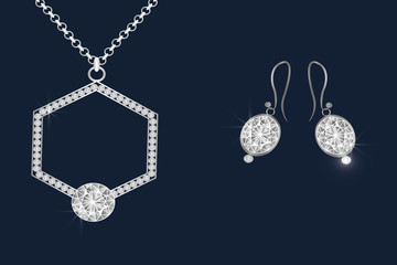 chain earrings, jewelry. Set.