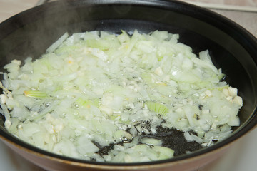 fryer, hot oil, onion, garlic