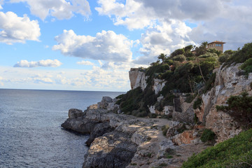 Fototapeta na wymiar Cala Figuera cliff coast and Mediterranean Sea, Majorca, Spain
