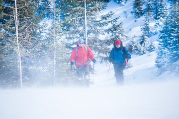 Two climbers during a Blizzard.