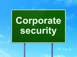 Security concept: Corporate Security on road sign background