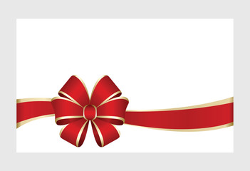 Gift certificate, Gift Card With Red Ribbon And A Bow on white background.  Gift Voucher Template.  Vector image.