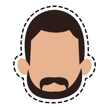 head of faceless man with mustache and beard cartoon icon image vector illustration design 