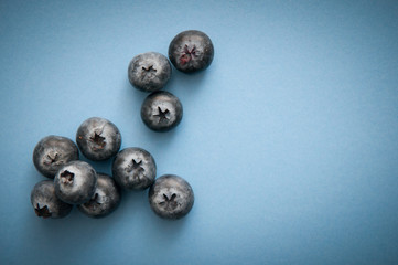 Blueberry isolated on blue, rich in antioxidants