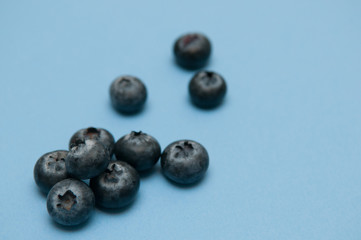 Blueberry isolated on blue, rich in antioxidants
