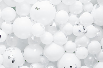 background of many white balloons. white texture
