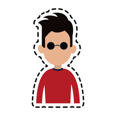 faceless man with sunglasses cartoon icon image vector illustration design 