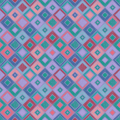 Seamless vector geometrical pattern with rhombus, squares. endless background with hand drawn textured geometric figures. Pastel Graphic illustration Template for wrapping, web backgrounds, wallpaper