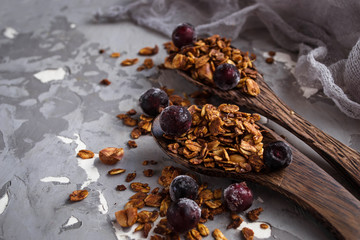 Homemade granola with nuts and berry