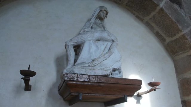 Sculpture in the abbey on the island of Mont-Saint-Michel