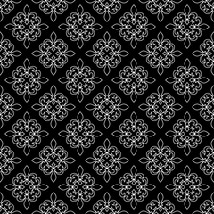 Fleur-de-lis seamless pattern. Vector illustration. Black white template. Floral texture. Elegant decoration, royal lily retro background. Design vintage for card, wallpaper, wrapping, textile.