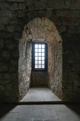 Obraz premium Window inside Castle Campbell near Dollar, Scotland.