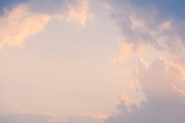 Twilight sky with colorful clouds in rainy season,Clouds before raining storm in the sky with vintage color tone